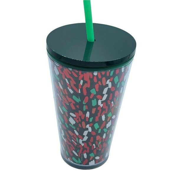 Starbucks Holiday Green Confetti Christmas Tumbler New With Lid And Straw - Picture 4 of 5